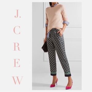 J. Crew Black and Green Patterned Cropped Pants